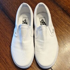 Vans White Slip-On Loafers, Men 6, Women 7.5